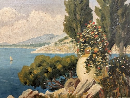 Ancienne huile signée - , voilier