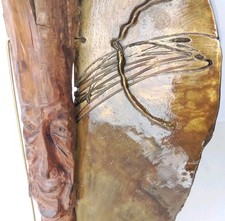 Sculpture Brutaliste Métal et Bois XXe Signé Artiste à identifier 