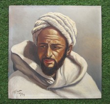 Tableau orientaliste signé daté 1943 homme au turban huile sur bois sans cadre.