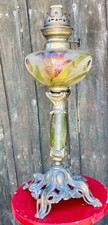 grande Lampe a Pétrole art nouveau Réservoir en Verre Emaillé  - N°2
