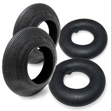 Jeu de 2x Pneus & 2x Chambres à air Roues de brouette 4.00-8 avec Valve TR13