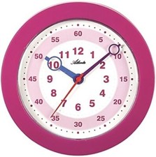 Horloge murale silencieuse pédagogique enfant Atlanta rose à pile - 4481-17