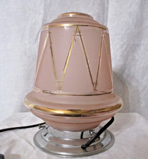 PLAFONNIER LAMPE SUSPENSION globe givre rose Skyscraper metal chrome-ART DECO