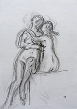 ROBERT LEPELTIER (1913-1996) SCENE EROTIQUE LES 2 AMIES VERS 1950-60 (34)