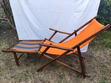 Chilienne, Transat, Chaise longue des années 50 en bois verni