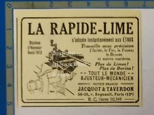 RAPIDE LIME POUR ETAUX JACQUOT TAVERDON  1926 publicité 