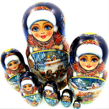 7 Poupées russes Matriochka H22 Exclusive Miniature Palekh Peinte main Signée