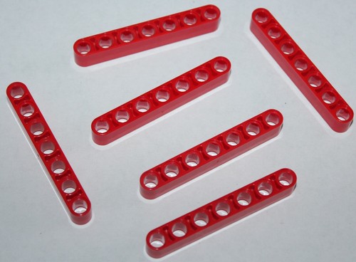 Lego technic red beam 7 - red,