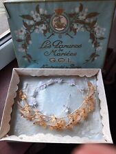 2 Anciennes couronnes de mariée boite carton papier dentelle fleurs shabby