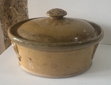 Terrine ancienne jaune terre - terrine,