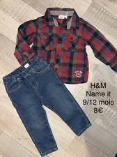 H&m name it 9 / 12 mois  bébé garçon : CHEMISE A CAREAUX ROUGE ET JEAN HIVER
