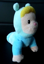 S8. DOUDOU SMOBY LUCIOLE COTOONS POUPEE BLEU JAUNE 16cm - EXCELLENT ETAT