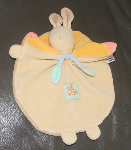 Doudou plat cape lapin jaune - plat,