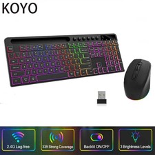 2.4G clavier rétro-éclairé sans fil souris Combo avec support pour téléphone/tab