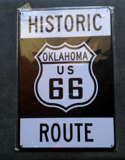 Plaque métal vintage Route 66 Oklahoma US 20x30cm Neuve