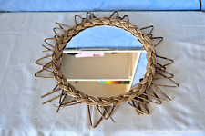 Miroir soleil en rotin, osier