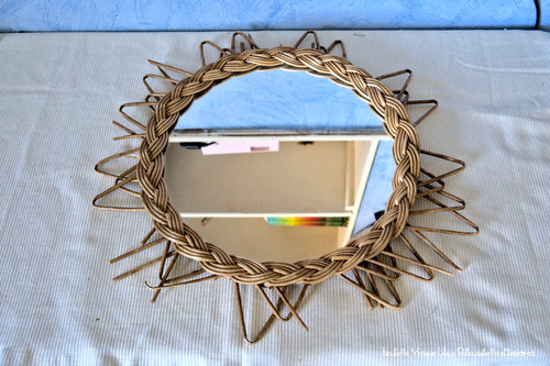 Miroir soleil rotin - miroir, osier