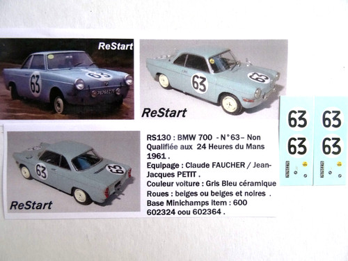 Rs130 decal restart bmw - restart, 1/43
