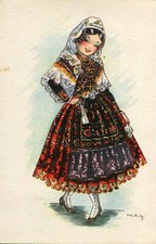 Carte ESPAGNE SPAIN Femme Espagnole genre danseuse et sa belle robe Illustré 