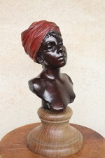 Art Nouveau Art Déco Signée E. Villanis Buste De Femme Orientaliste No Bronze