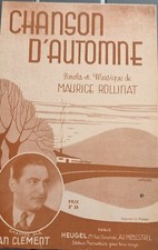 partitions anciennes chanson d'automne paroles et musique de Maurice  Rollinat 
