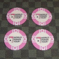 ROSE FORT x 4 : WPT Lot jetons officiels World Poker Tour Girly rose pink women