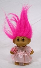 Poupée Trolls Fille Fleur Vintage Russ Berrie 3" Avec Robe