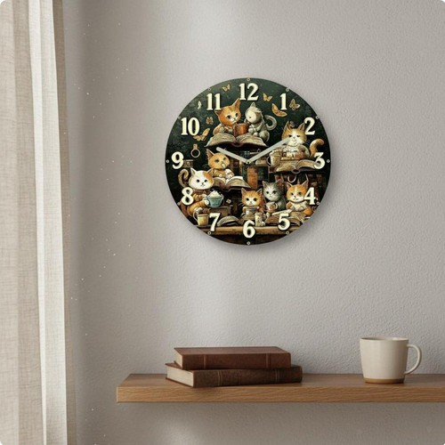 Horloge murale motif chat - murale,