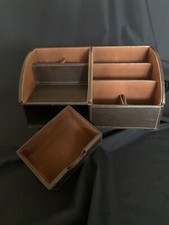 Bureau, organisateur, 7 rangements, cuir PU, porte-stylo, tiroir