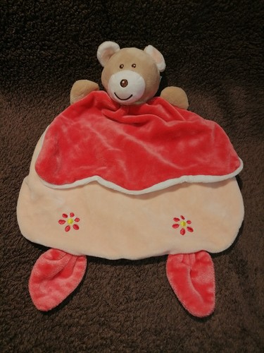 Doudou ours beige rouge - , saumon