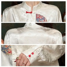 Satin Femme Broderie Chemisier