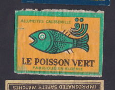 Ancienne  étiquettes  Allumettes Algérie BN120425 Caussemille Poisson Vert  