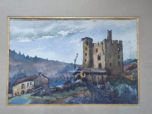 Peinture paysage ruine chateau - peinture,