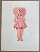 Petit Dessin Gouache Roger Harth Projet Maquette Costume Théâtre Animal Cochon