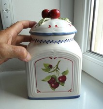 Grand Pot Villeroy et Boch Cottage Charm décor cerises Hauteur: 23,5cm Etat neuf