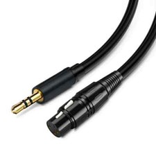 Câble XLR Femelle Vers Jack 3.5mm Mâle Stéréo Plaqué Or - 2 mètres - Noir