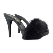 Mule Noir Avec Fourrure