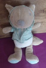 B10G / doudou peluche renard beige gilet vert bleu étoiles luminescent ORCHESTRA