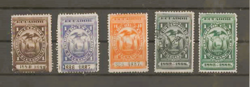 Fiscaux equateur 5 timbres - ,