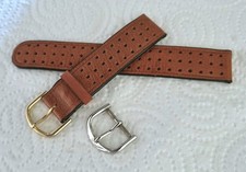 Bracelet de montre  VINTAGE en cuir Véritable "Rallye Racing" 17 mm