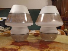 Paire de lampes champignon vintage Murano – Verre soufflé opalin marbré –