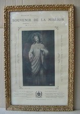 SOUVENIR DE LA MISSION 1923 ENCADREMENT BOIS MOULURE DORÉE
