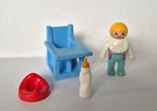 CHAISE HAUTE BLEUE BEBE AVEC BEBE POT ROUGE ET BIBERON PLAYMOBIL...