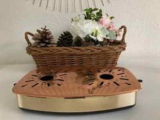 19⚜ Ancien Chauffe Plat à Bougie Centre de Table Vintage en Cuivre Longueur 28Cm