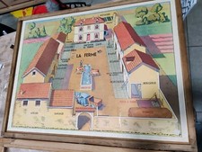 Ancienne affiche scolaire Tracteur Agricole Les Charrues Imp Lang Paris A Saisir