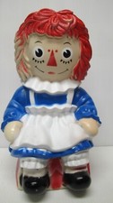 Vintage RAGGEDY ANN Plastic Coin/Piggy Bank~1972~BOBBS MERRILL-MY TOY CO~11"