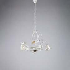 Lustre Classique Fer Forgé Blanc Shabby Chic 3 Lumières bon-559
