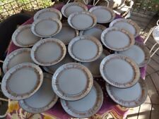 22 Assiettes Plate Grès Emaillé de Niderviller Peintes Main Modèle Maille 23,3cm