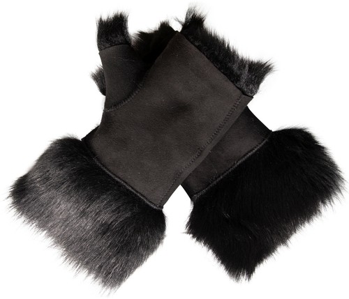 Mitaine peau mouton noir - peau,