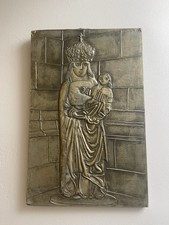 Plaque en étain Repoussé Signée Lepage – Notre-Dame du Folgoët – Art Religieux